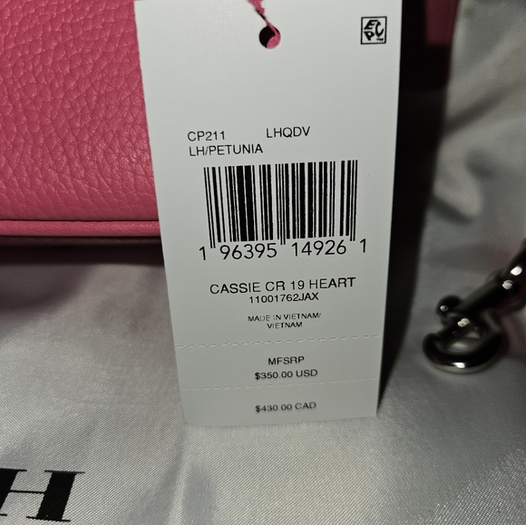 Authentic New Coach Cassie 19 Petunia Pink with Heart Strap -SOLD - Picture 4 of 12